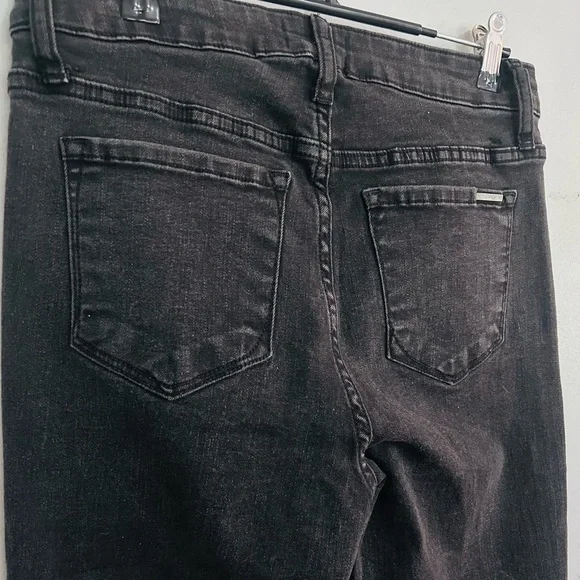 Insane Gene LA Women High Rise Flare Jeans sz 9/28 Black Raw Hem Boho Festival - Picture 7 of 9